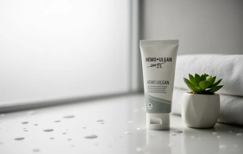 Hemoulgan krem w łazience obok sukulenta i ręcznika - Stenka Clinic